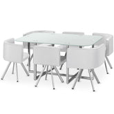 Table rectangulaire pratique gain de place Mosaic XL verre blanc