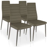 Lot de 4 chaises matelassées simili-cuir taupe et pieds métal Stratus