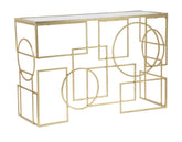 Console rectangulaire Marie Métal Doré plateau Verre Miroir