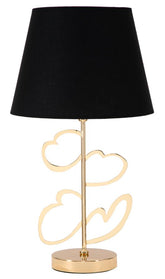 Lámpara de mesa Glam Harts metal oro pantalla tela negra