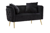 Sofá de 2 plazas de terciopelo negro y metal dorado