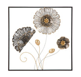 Panel decorativo de metal flores y hojas 3D