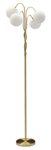 Lámpara de pie Glamy Metal Dorado 4 Luces Esferas de Cristal Opaco