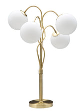 Lámpara de mesa Glamy 4 luces Metal dorado y Cristal opaco