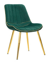 Silla verde tapizada París patas de metal dorado (juego de 2)