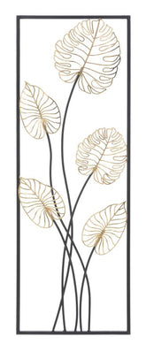 Panel rectangular de metal con motivos geométricos y florales