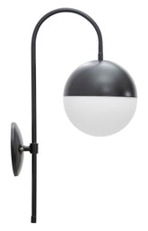 Applique murale en métal Noir avec sphère en verre Blanc