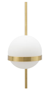 Applique en métal doré avec sphère en verre blanc décor cercle doré