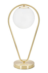 Lámpara de mesa Glamy de metal dorado con esfera de cristal blanco