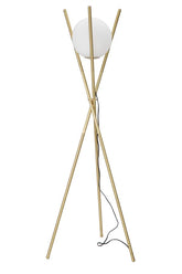 Lámpara de pie Glamy, metal dorado, esfera de cristal blanco