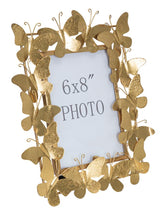 Marco de fotos de metal dorado con decoración de mariposas