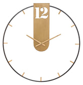 Reloj de pared de metal negro y dorado