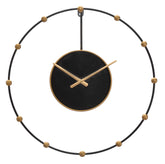 Reloj de pared de metal negro y dorado