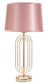 Lámpara de mesa Krista metal dorado pantalla de tela rosa