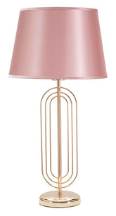 Lámpara de mesa Krista Metal Dorado pantalla Tela Rosa