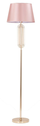 Lámpara de pie Ovy Metal Dorado Pantalla Tela Rosa