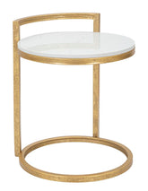 Mesa de centro redonda Mármol blanco metal dorado