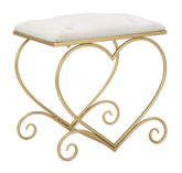 Taburete de metal dorado Corazón Tela crema estampada