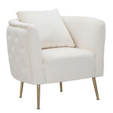 Sillón Bucarest Terciopelo Crema y Metal Dorado