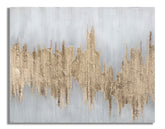Pintura mural abstracta en lienzo con marco de madera Oro y Plata