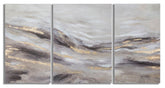 Cuadro de pared abstracto Monty con marco de madera, 3 piezas
