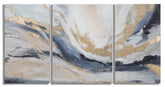Conjunto de cuadros abstractos de 3 piezas, marco de madera, colores cálidos