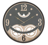 Reloj de pared redondo con decoración de engranajes