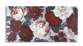 Pintura mural artesanal motivo floral marco de madera tonos cálidos