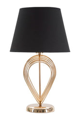 Lampe de table métal doré abat-jour tissu noir