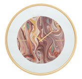 Reloj de pared redondo contemporáneo de espejo con diseño abstracto