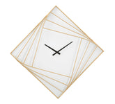 Reloj de pared cuadrado de metal dorado