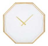 Reloj de pared octogonal de metal dorado