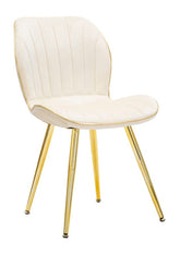 Silla tapizada Crema modelo París acabado dorado juego de 2 piezas