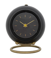 Horloge de table ronde métal doré et verre Noir
