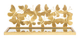 Estanterías de pared de metal dorado con diseño de mariposas con estante de espejo