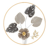 Panel decorativo 3D circular de metal en colores pastel y dorado