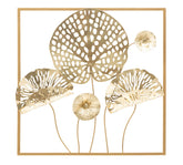 Panel de pared decorativo 3D Flores de hierro dorado