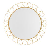 Espejo de pared redondo Corazones Metal Dorado