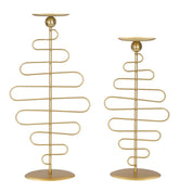 Bougeoirs en métal doré Alid 2 pcs lignes sinueuses