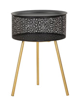 Mesa redonda Blacky de metal negro con patas doradas