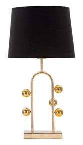Lámpara de mesa Bubble metal dorado pantalla tela negra