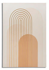 Impression sur toile abstraite avec cadre en bois tons chauds décorations dorées