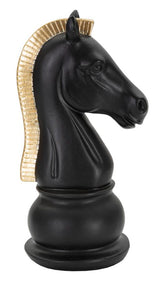 Escultura Caballo Negro y Dorado