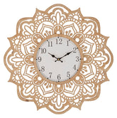 Reloj de pared tallado Ø 60 cm madera natural