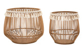 Ensemble de paniers ronds en rotin finition tissu naturel