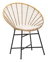 Silla de metal ratán Panamá con cojín blanco