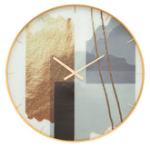 Reloj de pared redondo con marco dorado decorado con tonos vivos