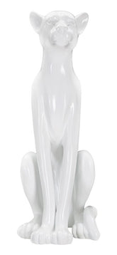Estatua de leopardo sentado blanca