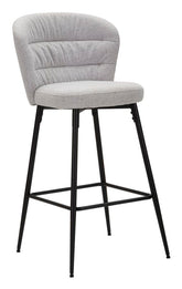 Taburete de bar Losanna Tejido gris patas y reposapiés metal Negro Set 2 pz