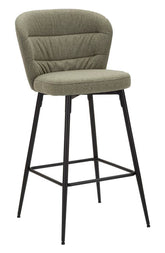 Taburete de bar tapizado Losanna Verde patas metal Negro (set de 2)